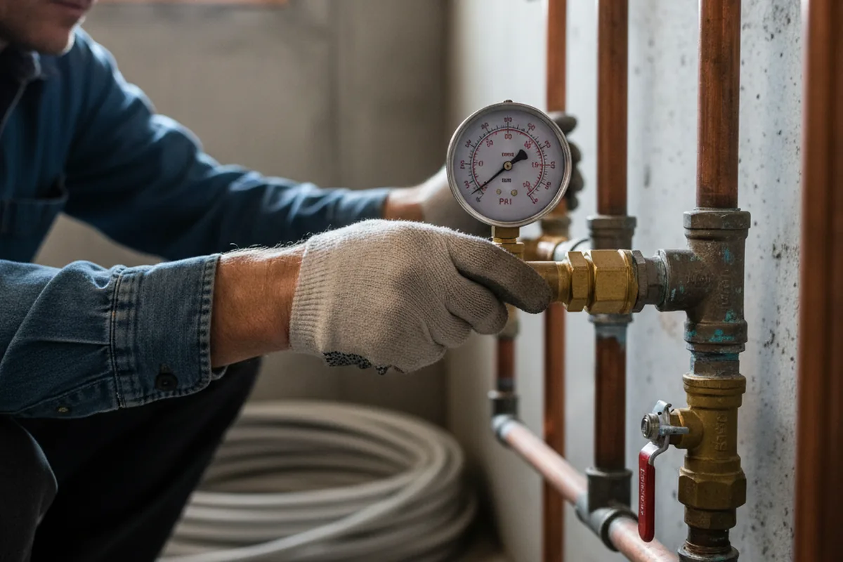 Pressure testing a repaired line during Water Line Repair in Newtown Square